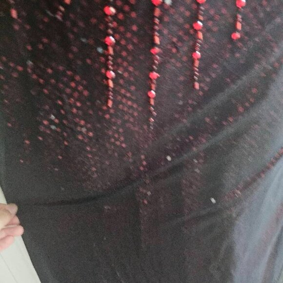 Vintage JSBoutique 90s Red & Black Beaded Criss Cross Back Maxi Formal Dress - Picture 9 of 15